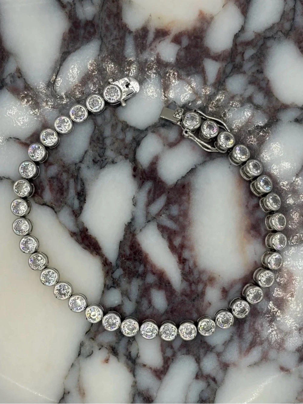 White Gold Tennis Bracelet with Round Moissanite Diamonds
